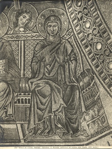 Alinari, Fratelli — Firenze - Battistero. La Madonna, particolare del mosaico della Cupola. (XIII secolo.) — particolare